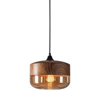 Lampada A Sospensione in Vetro retrò Industry, Illuminazione A Sospensione con Finitura in Metallo con Venature del Legno per Isola da Cucina, Plafoniera per Sala da Pranzo, Lampade A SOS, C