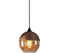 Lampada A Sospensione in Vetro retrò Industry, Illuminazione A Sospensione con Finitura in Metallo con Venature del Legno per Isola da Cucina, Plafoniera per Sala da Pranzo, Lampade A SOS, A