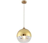 Lampada a sospensione in vetro sferico semi-placcato, moderna lampada a sospensione a soffitto a globo semplice, lampadario da camera da letto per sala da pranzo con isola cucina (oro, 20 cm