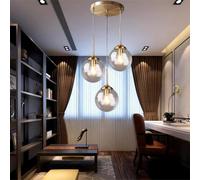 Lampada A Sospensione Industriale E27 Scale 3 Luci Lampada A Sospensione Luce in Metallo con Globo di Vetro Paralume Retro Soffitto Luci A Sospensione Sala da Pranzo Cucina Isola Lampa, Clear