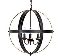 Lampada a Sospensione Industriale in Metallo a 3 luci, Lampada a Sospensione sferica, lampadario Rustico V-intage, Lampada a Sospensione a Gabbia con Globo, lampadario da Pranzo
