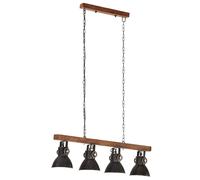 Lampada a Sospensione Industriale Nera E27 Legno di Mango