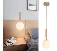 Lampada a sospensione industriale vintage a forma di globo, moderna lampada da soffitto a isola da cucina con paralume in vetro satinato bianco e design ondulato ad acqua, attacco sferico (finitura