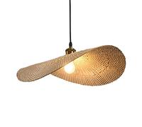 Lampada a Sospensione Intrecciata a Mano, Semplice Lampada da soffitto a Forma di Cappello, Naturale, per Sala da Pranzo, Sala da tè, Ristorante, 40 cm/15,9''