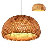Lampada a Sospensione Intrecciata a Mano Vintage lampadario Rattan Naturale, Altezza della Lampada appesa al Giardino Creativo, 30 cm