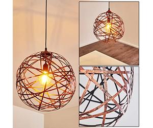 Lampada a sospensione Kefikon, lampada moderna in metallo color rame antico, lampada con paralume in look reticolo ed effetto luce, Ø 40 cm, altezza massima 150 cm, 1 luce, E27, senza lampadina/e