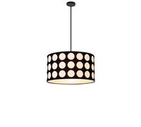 Lampada a sospensione, lampada a sospensione a tamburo a pois, plafoniera contemporanea, paralume in tessuto nero, cavo regolabile, attacco E26, illuminazione unica per soggiorno, sala da pranzo, came