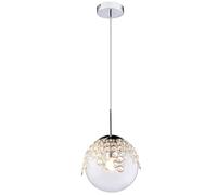 Lampada a sospensione lampada a sospensione lampada a sfera illuminazione interna gas chiaro, metallo, cromo, cristalli K, 1x attacco E27, DxH 20x150 cm