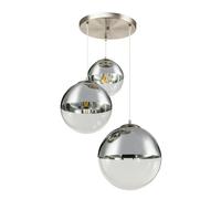 Lampada a sospensione lampada a sospensione lampada a sospensione lampada a sfera lampada da sala da pranzo camera da letto, 3 fiamme, vetro metallo nichel cromo opaco, 3 prese E27, DxH 51x120cm