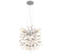 Lampada a sospensione, lampada a sospensione, lampada da soffitto, metallo, color argento, cristalli di vetro, H 120cm