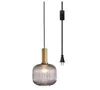 Lampada a Sospensione, Lampada a Sospensione Moderna con Paralume in Vetro Lampadario a Lanterna a Strisce Classico per Studio, Camera da Letto, Soggiorno, Sala da Pranzo, corridoio, Lampada a