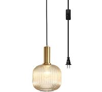 Lampada a Sospensione, Lampada a Sospensione Moderna con Paralume in Vetro Lampadario a Lanterna a Strisce Classico per Studio, Camera da Letto, Soggiorno, Sala da Pranzo, corridoio, Lampada a