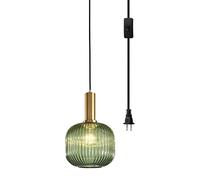 Lampada a Sospensione, Lampada a Sospensione Moderna con Paralume in Vetro Lampadario a Lanterna a Strisce Classico per Studio Camera da Letto Soggiorno Sala da Pranzo Corridoio Plug in Lampada a