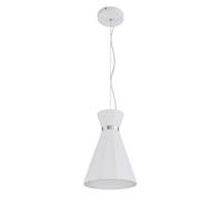 Lampada a sospensione lampada a sospensione soffitto sospensione lampada a sospensione sospensione lampada a cono sala da pranzo, gesso metallo cromato anello bianco, 1x attacco E27, DxH 20x177,5 cm