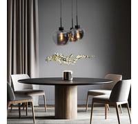 Lampada a Sospensione Pendente Sala Pranzo Fumé Vetro 3 Fiamma D 38 CM [EEK: Non valutato]