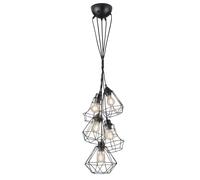 Lampada a sospensione lampada da sala da pranzo lampada a sospensione griglia lampada a sospensione vintage 5 fiamme nero, metallo, diverse forme, 5x E27, DxH 50x150 cm