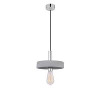 Lampada a sospensione lampada da soffitto luce ad anello in cemento lampada da sala a sospensione industriale a 1 fiamma, cromo grigio cemento, attacco 1x E27, PxH 23x171 cm