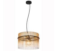 Lampada a sospensione Lampada da soggiorno Lampada da sala da pranzo Lampada da soffitto, metallo nero Aste di vetro color fumo, 1 fiamma E27, P 40 cm