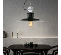 Lampada a Sospensione Luce Sala da Pranzo Retrò Schermo Nero Rotondo Altezza