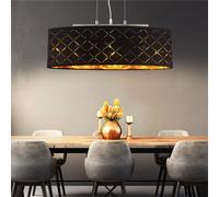 Lampada a Sospensione Lampada Pendente Tavolo da Pranzo 3 Fiamma Nero Oro 140cm [EEK: E]