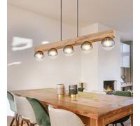 Lampada a Sospensione Lampada Wood Lampada da Soggiorno Vetro Fumé Nero H 120cm [EEK: Inaditato]