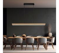 Lampada a Sospensione Lampada Wood Luce da Soggiorno Nero Memory LED L 101 CM