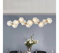 Lampada a sospensione , Lampadari a sospensione moderni di lusso a LED, tavolo da pranzo, lampada a in vetro smerigliato, illuminazione decorativa for interni, lampadario a(12 light L140 H45cm)