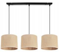 Light-Home Juta Lampadario a Sospensione - Lampade a Sospensione in Metallo con Paralume Moderno - E27-3-Luce 20 cm - Nero Base e Juta