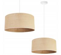 Light-Home Juta Lampadario a Sospensione - Lampade a Sospensione in Metallo con Paralume Moderno - E27-1-Luce 40 cm - Nero Base e Juta
