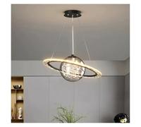 Lampada a sospensione, Lampadario di lusso postmoderno for sala da pranzo, a LED, semplice e rotondo, for camera letto(Changeable,BD48CM Black)