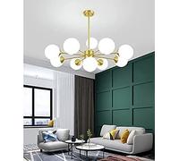Lampada a Sospensione, Lampadario Moderno Gabbia a Sospensione Illuminazione a Soffitto Lampada a Sfera in Vetro Lampada a Sospensione a Soffitto, Oro, 10 Teste Interesting