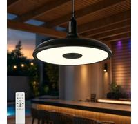 Lampada a Sospensione LED 28CM per Isola da Cucina, Uso Interno ed Esterno Lampadario, Luce Pendente Nera Impermeabile con Cambio di Colore per Cucina, Bar, Sala da Pranzo, Camera da Letto, Soggiorno