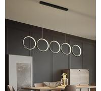 Lampada a sospensione LED a 5 anelli dimmerabile con telecomando Lampada a sospensione Soggiorno Camera da letto moderna Lampadari Ufficio Sala da pranzo Tavolo da pranzo in acrilico Illuminazione a