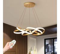 Lampada A Sospensione LED Dimmerabile con Telecomando Tavolo da Pranzo Lampada A Sospensione Lampada da Soggiorno Lampada da Soffitto Paralume in Acrilico Dorato Lampadario Design Modern, 50cm