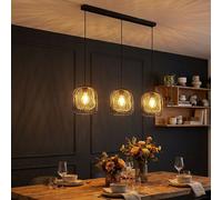 Lampada a Sospensione LED Globo 3 Luci Metall Nero H 150 cm