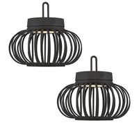 Lampada a sospensione LED lampada da tavolo batteria ricaricabile touch dimmer griglia bambù giardino esterno interno luce decorativa, USB, 1,5W 130Lm bianco caldo, DxH 25x22 cm, set di 2