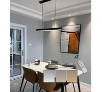 Lampada a Sospensione LED Moderna dimmerabile con Telecomando, Design lineare Regolabile in Altezza, Perfetta per Sala da Pranzo e Ufficio (80 cm, Nera)