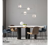 Lampada a sospensione LED per soggiorno lampada a globo luce a sospensione opale cromata luce interna moderna, 32 watt 2200lm 3000k, LxH 83 x 120 cm