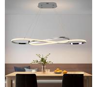 Lampada a sospensione LED per Tavolo da pranzo, Lampada da sala da pranzo Lampadario Moderna Altezza Regolabile Doppio 8 Design Plafoniera Soggiorn Ufficio Hotel Camera da letto Lampade (Cromo, 3000K)
