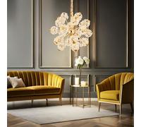 Lampada a Sospensione LED Plafoniera Metallo Color Oro Cristalli 65 CM [EEK: Inaditato]