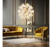 Lampada a Sospensione LED Plafoniera Metallo Color Oro Cristalli 80 CM [EEK: Inaditato]