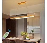 Lampada a Sospensione LED Sala da Pranzo Lampadario Dimmerabile Soggiorno Plafoniera Moderno Ovale Lampadari per Ufficio Tavolo da Pranzo Camera da Letto Lampada (Legno, L120CM)