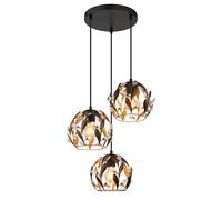 Lampada a sospensione LED tavolo da pranzo lampada da soggiorno nero Lampada a sospensione a 3 luci, metallo color oro, 3x 7W 3x 630lm bianco caldo, DxH 41x150 cm