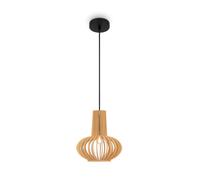Lampada a Sospensione Legno E27 Ø 25,5 CM Beige Scandinava Pendelleuchte Pranzo