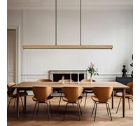 Lampada a Sospensione Legno Stile Country Nero Opaco LED L 101cm