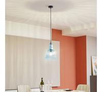 Lampada a sospensione Lindby Belarion, blu, 1 luce, vetro, Ø 23 cm LINDBY