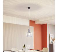 Lampada a sospensione Lindby Belarion, grigio, 1 luce, vetro, Ø 23 cm LINDBY