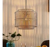 Lampada a sospensione Lindby Bridga, Ø 35 cm, nero, bambù LINDBY