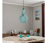 Lampada a sospensione Lindby Drakar, 1 luce, azzurro, vetro, Ø 25 cm LINDBY