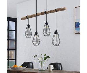 Lampada a sospensione Lindby Eldarion, 116 cm, a 4 luci, legno, E27 LINDBY